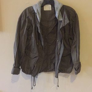 Light weight olive green hooded jacket